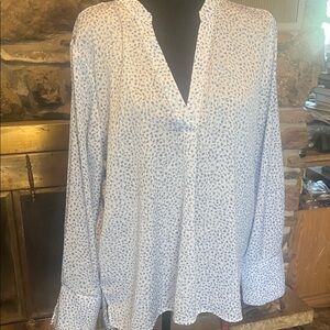 Vince Camuto Blue and White Patterned Blouse